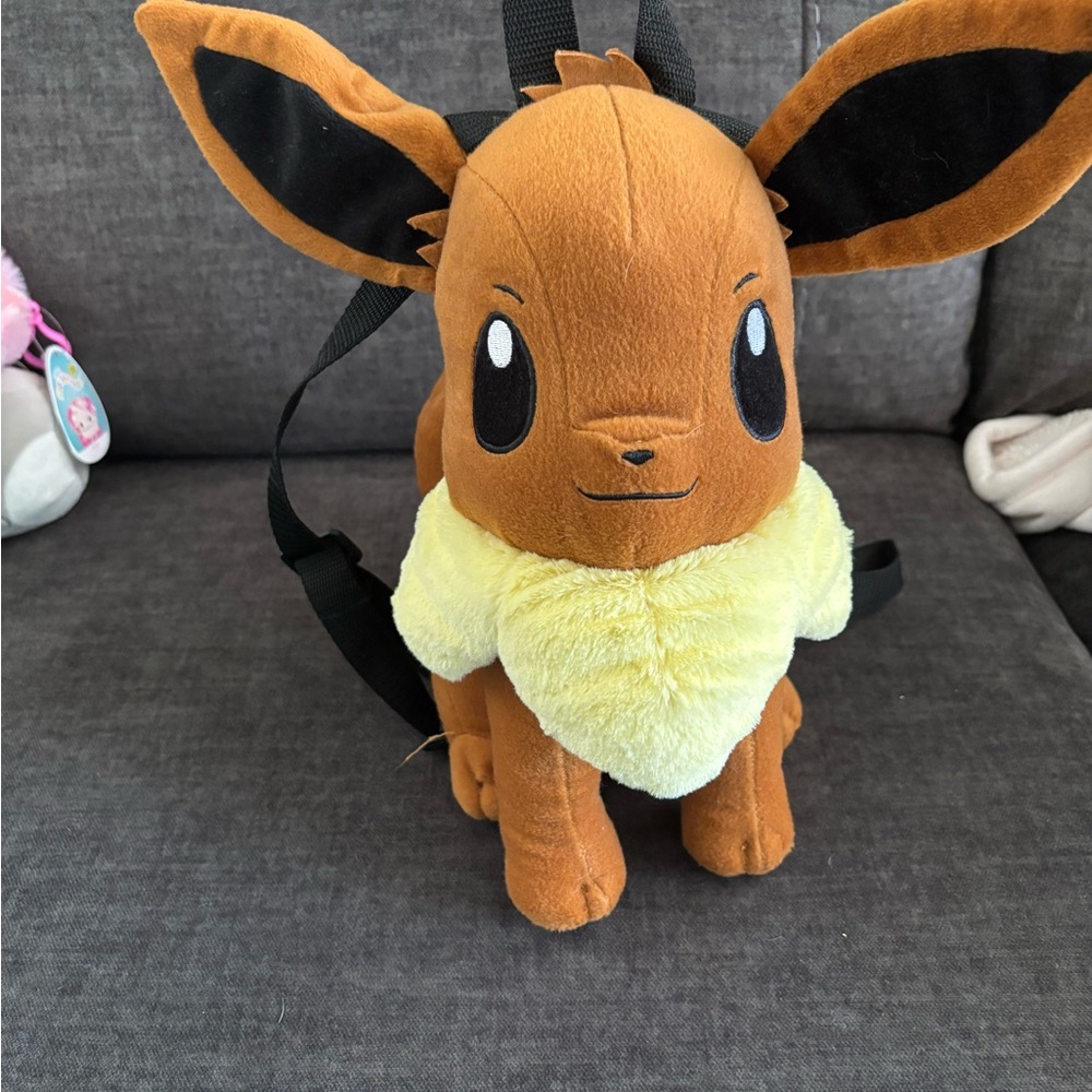 Pokemon Eevee Plush Backpack - Brown with Cream Collar